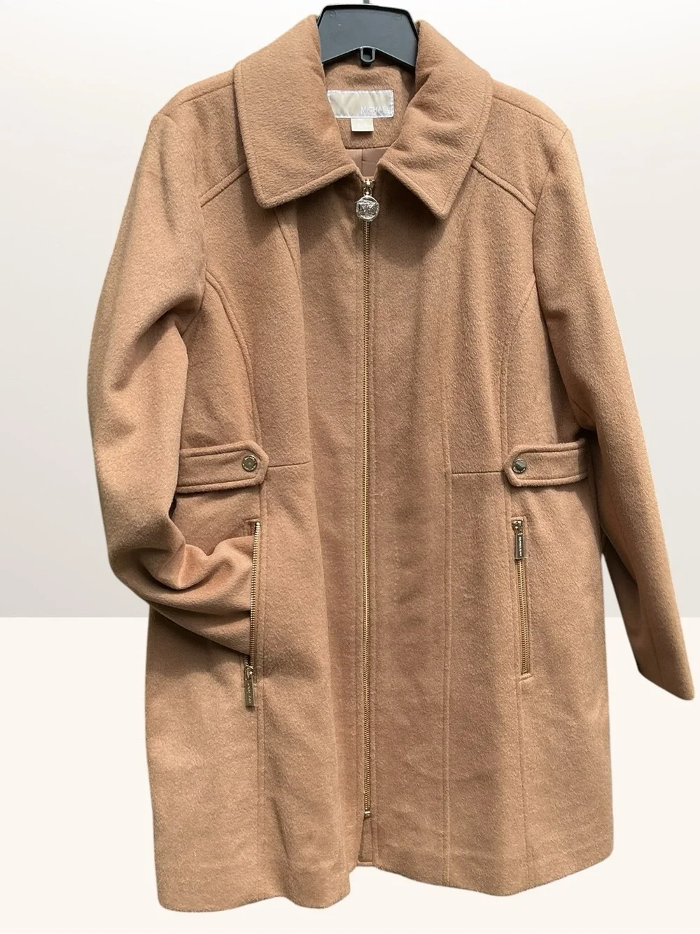 NWOT Michael Kors Classic Zip-Front Women's Coat in Camel XLP